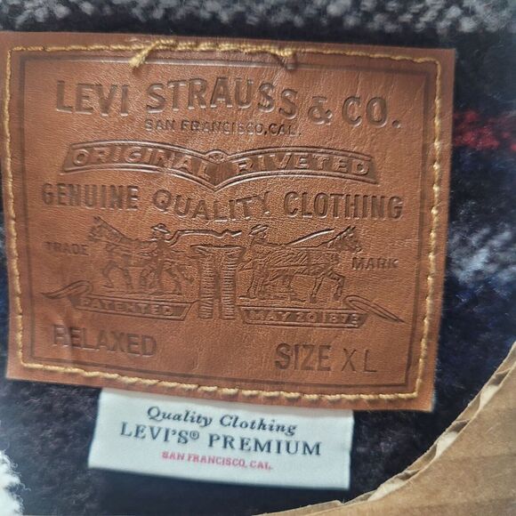 NWT Levi's‎ Lined Type 1 Trucker Jacket Size XL Men's Blue Wash Sherpa Plaid - Picture 9 of 10